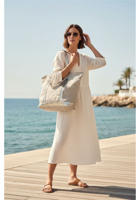 Linen Cabas L Tote Bag with Sequins and Zip - Sable Vanessa Bruno |  | 0PVE31-V40409018